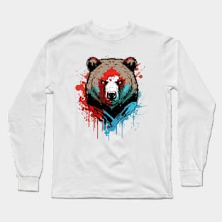 Graffiti Paint Grizzly Bear Creative Long Sleeve T-Shirt